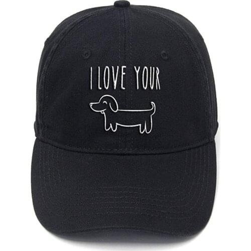 Lyprerazy I Love Your Wiener Dog Washed Cotton Adjustable Flock Printing Funny Gifts Baseball Cap