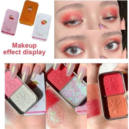 2 Colors Matte Pearlescent Eye Shadow Big Sequin Glitter Pigment Shimmer Waterproof Palette Makeup Cosmetics Eyeshadow Iron Box