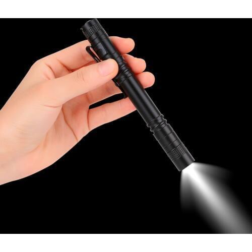 Mini Flashlight Aluminum Alloy Portable Lantern Penholder Clip Torch LED Night Fishing Lighting Car Maintenance Working Light