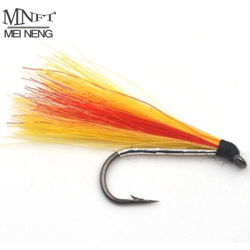 MNFT 10PCS 6# Streamer WICKEY Finn Fly Classic Orange Yellow Fly Fishing Flies Premium Hook Buck Tail