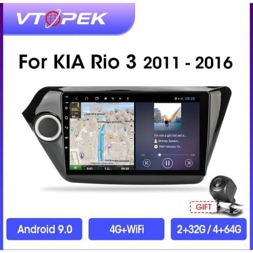 Vtopek 9" 2din DSP RDS 4G+WiFi Android 9.0 For KIA RIO 3 2011-2016 Car Radio Multimidia Video Player Navigation GPS Head Unit
