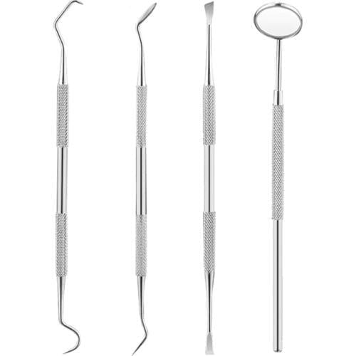 4Pcs Teeth Whitening Kit Stainless Veneers for Teeth Dental Tools Dentist Sets Tooth Scraper Scaler Pick Set Mirror Instruments