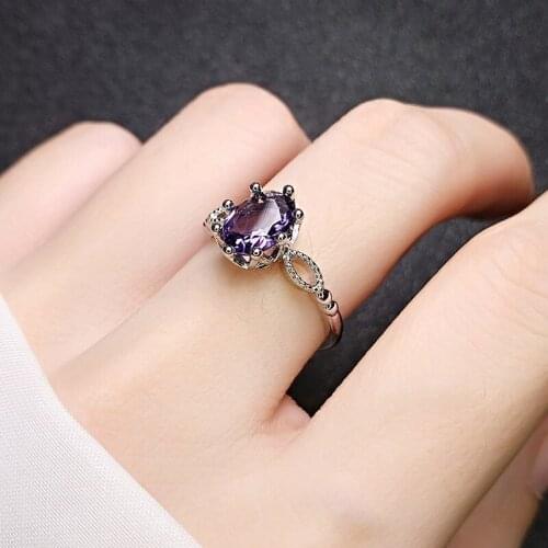 925 New Hot Sale Imitation Amethyst Ring Low Luxury Platinum Plated Amethyst Diamond Valentines Day Love Purple Diamond Jewelry