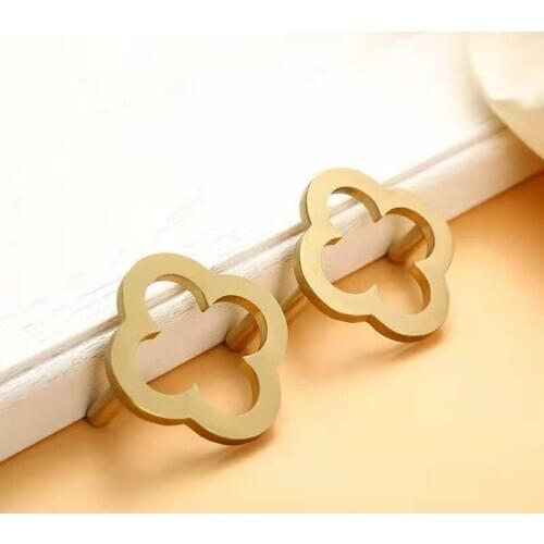 New Modern Style Plum Blossom Handle Hollow Single-hole Cabinet Door All-copper Knobs Home Kitchen Golden Drawer Handles