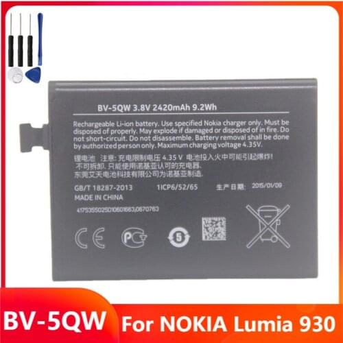Original Replacement Phone Battery BV-5QW For NOKIA Lumia 930 BV-5QW Genuine Rechargable Batteries 2420mAh With Free Tools