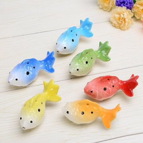 Beginners Ocarina Goldfish Shape Cartoon Pattern Students Birthday Gifts Mothers Day Orff Instruments Creative Souvenir 2021