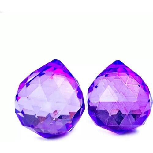 1 PCS Purple Crystal Ball Chandelier Crystal Prism Chandelier Suncatcher DIY Lighting Accessories Curtain Decor Accessories 30MM
