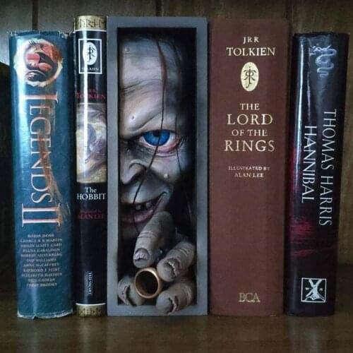 Human Face Resin Bookends Bookstand Sculpture Bookshelf Decor Horror Peeping On The Bookshelf Monster Human Face for Home Decor