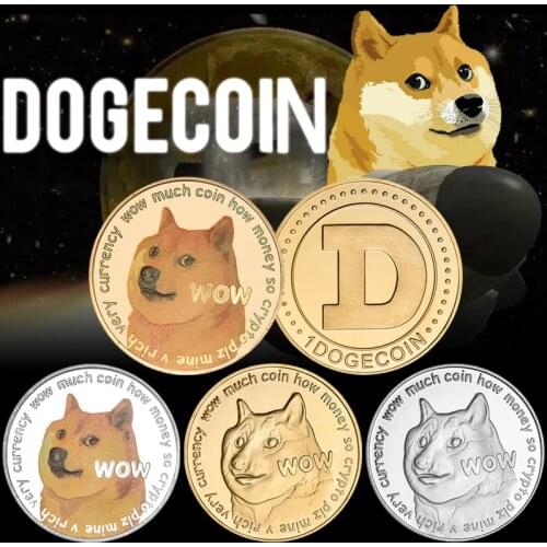 Gold Plated Silver Plated Dogecoin Commemorative Coins Cute Dog Pattern Souvenir Bit Coin Art Collection Creative Gift