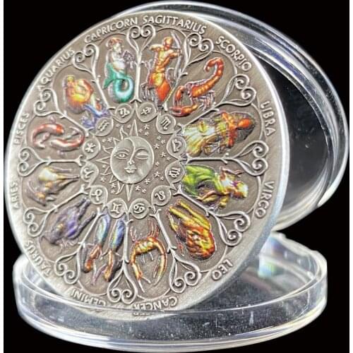 Beatuiful Twelve Constellations Colorful Sliver Coins For Collectibles