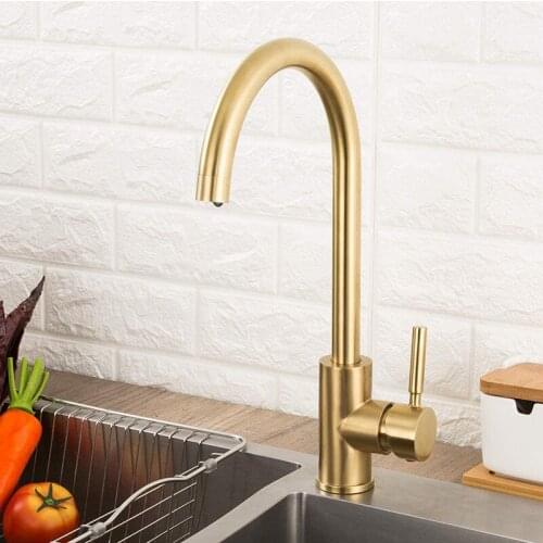Kitchen Faucet Cold and Hot Mixer Tap Gold Brushed 304 Stainless Steel Vegetable Washing Sink Basin Faucets