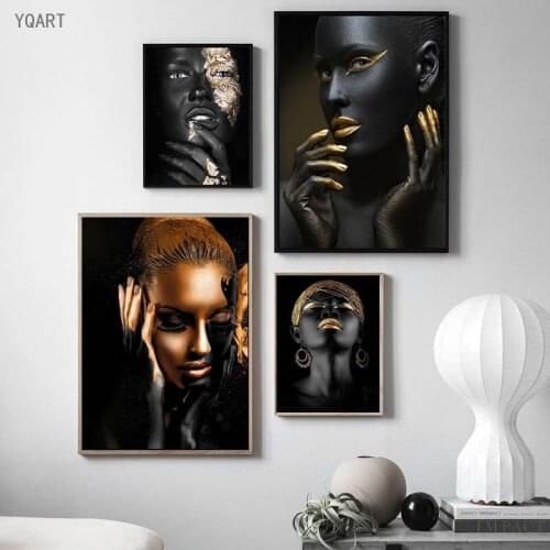 Modern African Woman Oil Paintings on Canvas Nude Makeup Art Posters and Prints Scandinavian Wall Art Picture for Home Decor