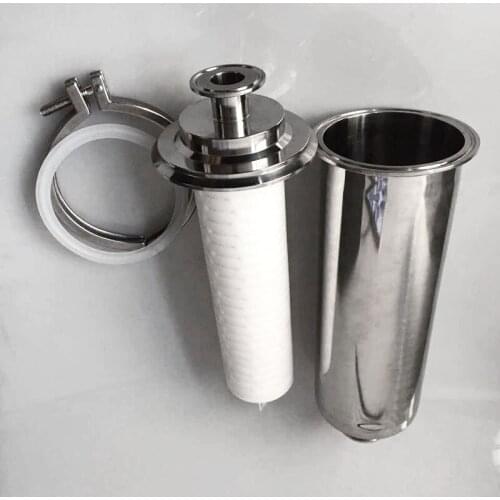 SUS304 Sanitary Pipe Filter Ferrule OD 64mm Air Filter Tri-clamp Strainer PPT Filter Element 5"/10"