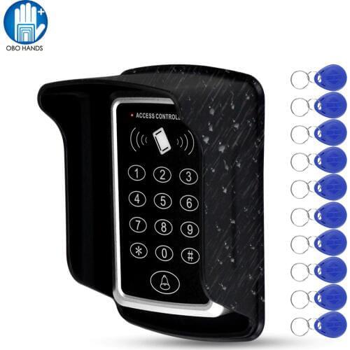 Waterproof RFID Access Control Keypad 125KHz Door Lock Controller 1000 User Reader with RFID Key Tags Rainproof Cover Standalone