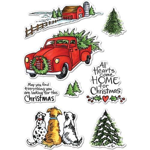 All Heart Come Home For Christmas Clear Stamps Xmas Car&Dog&Phrases For DIY Card Making Kids Transparent Silicone Stamp New 2019