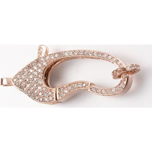 2pcs lobster clasp 18*38mm 18k Yellow gold Filled cubic zirconia micro pave clasp