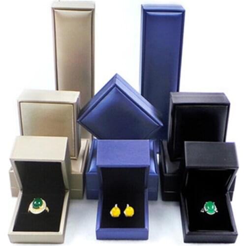 1Box Brushed Leather PU Jewelry Box Pendant Ring Necklace Bracelet Box Jewelry Packaging Box Carrying Cases
