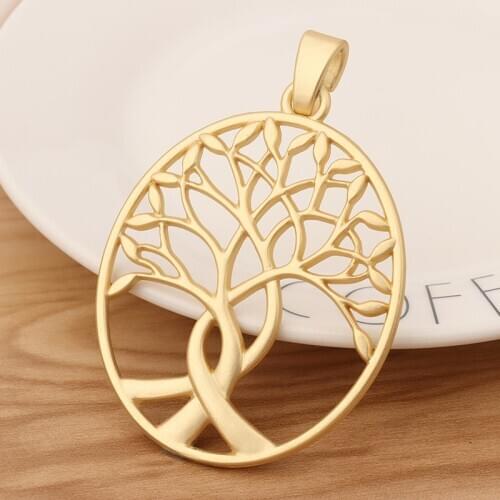 1 Piece Matte Gold Large Tree Charms Pendants for Necklace Jewellery Making Accessories 80x54mm