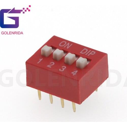 10PCS DIP Switch 4 bit Way 2.54mm Toggle Switch Red Snap Switch