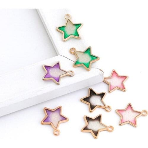 10pcs/lot 18*16mm star Alloy Dripping Oil Pendants for DIY Handmade Jewelry Necklace Accessories fg4s