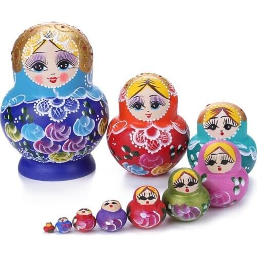 10 Layer Wooden Russian Matryoshka Nesting Dolls Home Decor Ornaments Gifts