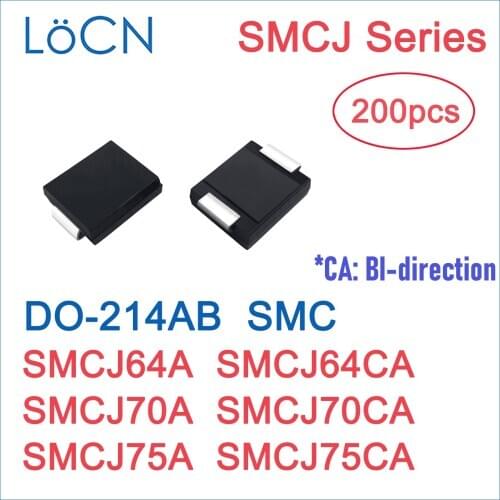 200PCS TVS DIODE SMC SMCJ SMCJ64A SMCJ64CA SMCJ70A SMCJ70CA SMCJ75A SMCJ75CA DO214AB DO-214AB 64V 70V 75V High Quality