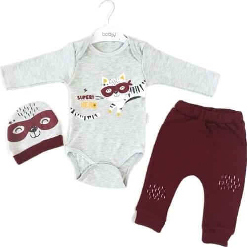 2021 yeni bebek setleri Bodysuits + pantolon + şapka erkek kız giyim % 100 pamuk mavi kırmızı 3-6-9-12-18 ay yaz kış