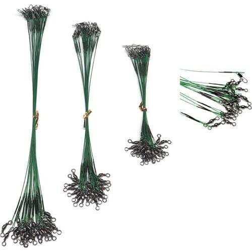 24PCS/lot Fishing Lure Trace Wire Leader line Swivel Tackle Spinner Shark Spinning with Green