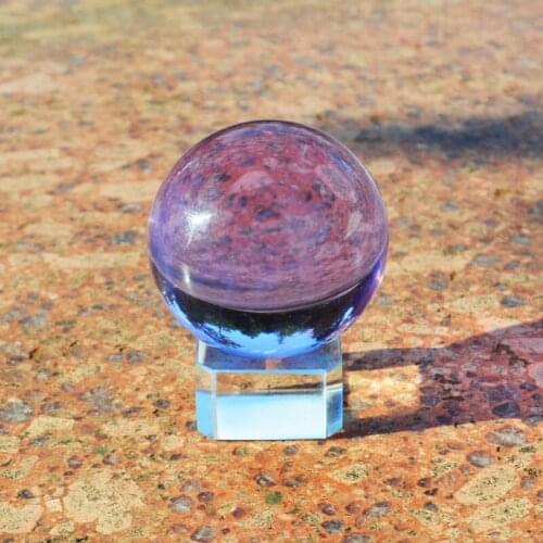 60mm Pink Crystal Ball Asian Rare Natural Sphere terrarium spheres Smooth Crystals Healing Ball Products Craft Stand Base