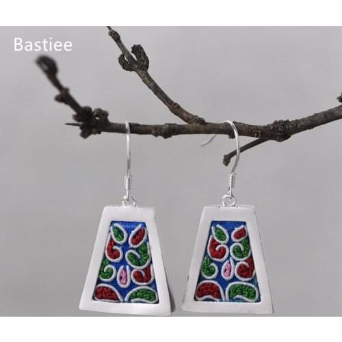 Bastiee Earrings For Women Vintage Silver 925 Jewelry Korean Earrings Dangle Earrings Silver Earrings Geometric