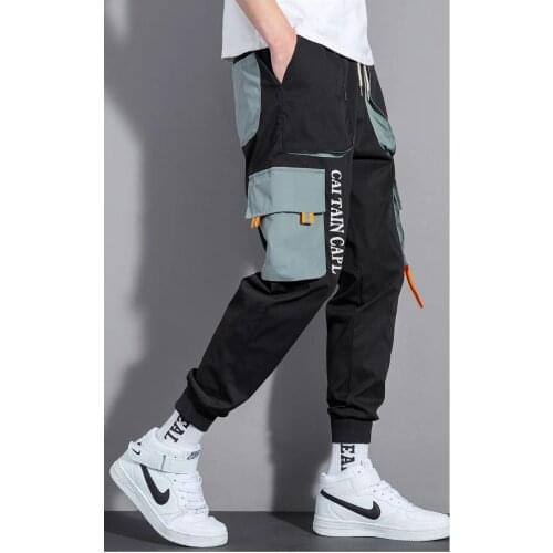 Cargo Pants Men Jogger Overalls Streetwear Hip-Hop Casual Pockets and Ribbon Cotton Sweatpants Harajuku Functional Trousers Men
