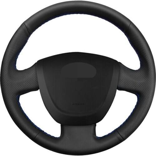 Car Steering Wheel Cover DIY Hand-stitched Black Genuine Leather For Lada Granta 2011 2012 2013 2014 2015 2016 2017-2018