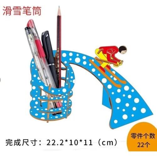 DIY Wood Pencil Vase Puzzles Model Building Kits 3d Wood Puzzles Education Games For Children Toy Memory Puzzle Pastime Puzzles