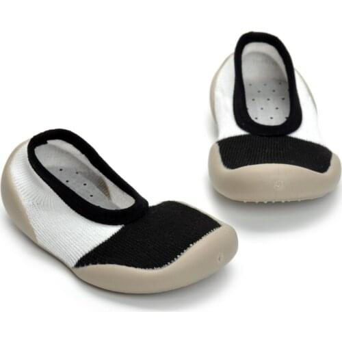Boys Home Shoes 1-3 Years Old Knitted Two-Color Stitching Elastic Belt Soft Rubber Soles Non-Slip Breathable Home Toddler Shoes