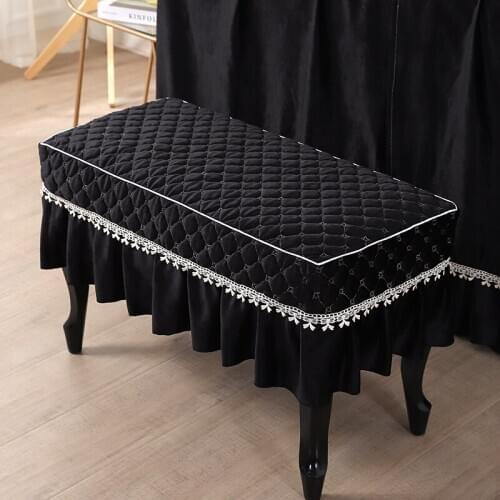 European thicken quilted cotton velvet piano bench cover lace makeup stool cover seat mat cover