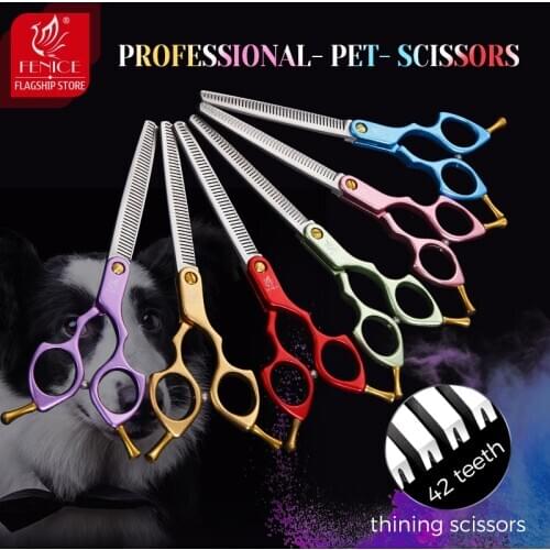 Fenice 6.5 inch VG10 Steel Professional Pet Scissors Dog Grooming Shears Thinning Rate 30