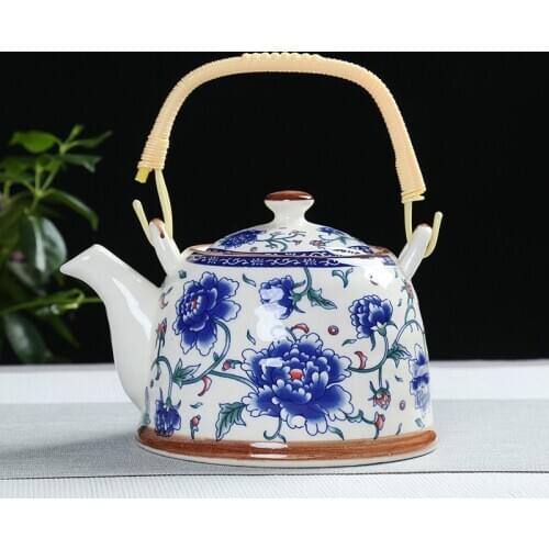 China Porcelain Teapot with Strainer Net High Capacity 900ML Traditional Chinese Retro Ceramic Tea Set