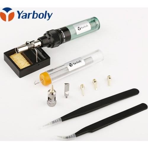 Aerated Flame Butane Gas Soldering Iron Kit Set Pen Flame Torch DIY Tool Cordless Solder Iron +Stand+nozzle+tweezers+Solder Wire