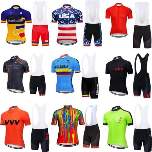 Summer team Cycling Jersey Set Mens Clothing Bike Clothes Cycling Clothing Breathable Short Sleeve suit maillot ciclismo 9 style