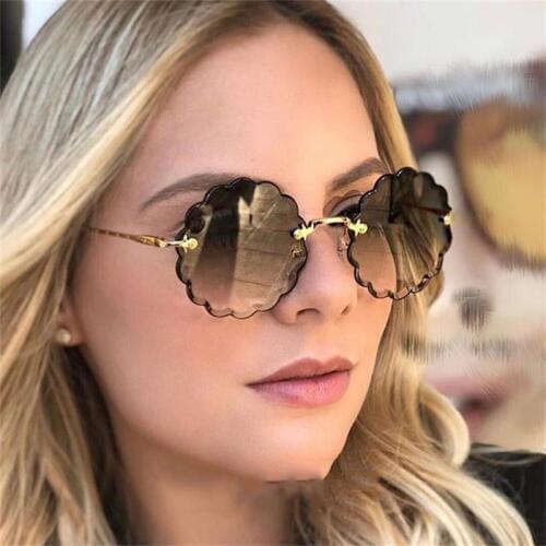 Round Rimless Sunglasses Women Tinted Color Luxury Brand Sun Glasses Men Metal Gradient Sunglass Ladies Fashion Shades