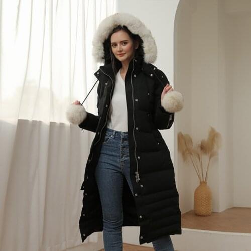 MENINA BONITA 2021 Winter Jacket Women 90% White Duck Down Waterproof Coat Real Natural Fox Fur Collar Hooded Warm Outerwear