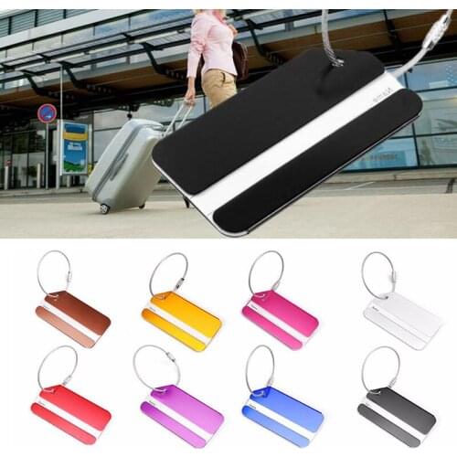 Square Aluminum Alloy Metal Key Chains Luggage Tag Travel Luggage Label Suitcase Id Name Address Identify Keyrings Accessories