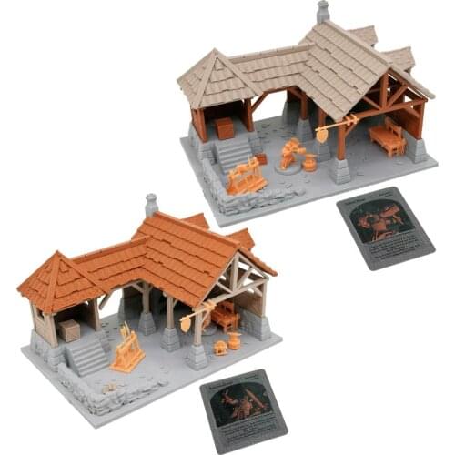 Outland Models War of Tyrant Series Medieval Blacksmith Shop & Figure Set 28mm