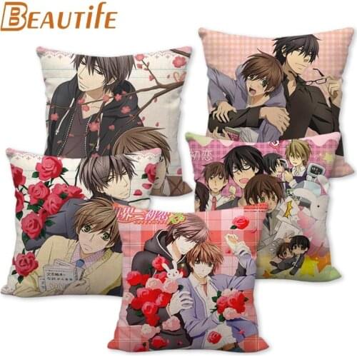 Custom Sekai Ichi Hatsukoi Animation Pillowcase 45X45cm Wedding Decorative Eco-Friendly Cotton Linen Fabric Pillow Case
