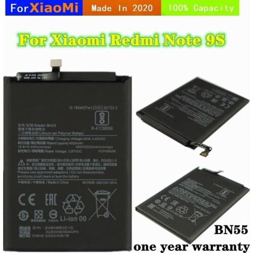New 100% Capacity BN55 5020mAh Battery For Xiaomi Redmi Note 9S High Quality Mobile Phone Replacement