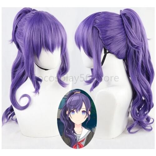 Asahina Mafuyu Cosplay Wig mfy Purple Long Curly Temples Ponytail Heat Resistant Hair Role Play Vtuber