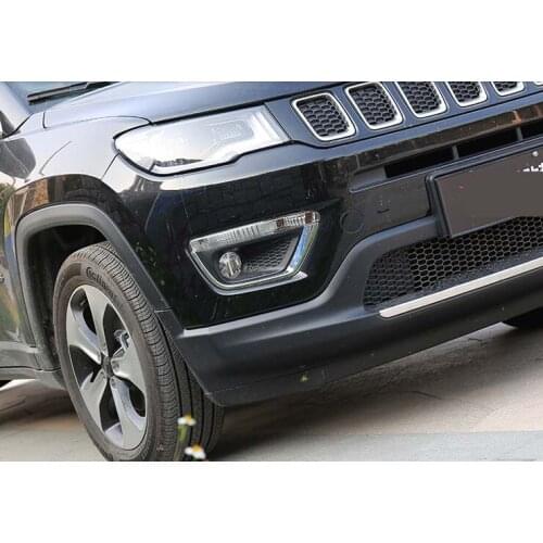Front And Rear Chrome Tail Fog Light Lamp Cover Trims For 2017-2021 Jeep Compass New Decoration Style