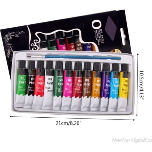 12 Colors Oil Painting Paint Drawing Pigment 12ml Tubes with Brush Set Artist Art Supplies D01 20 Dropshipping