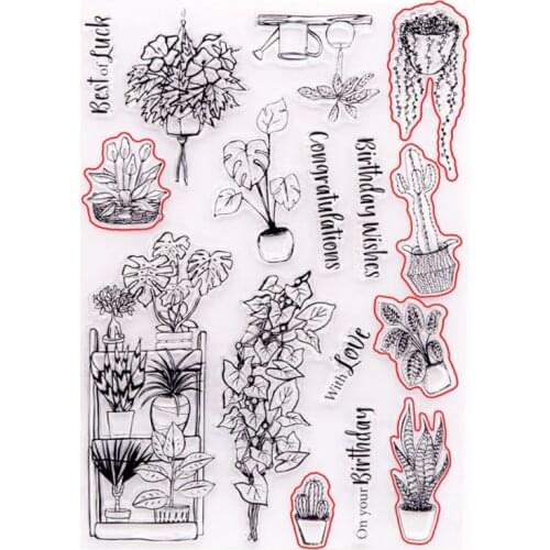 Potted flowers and plants Transparent Clear Silicone Stamp Seal DIY Scrapbook Rubber Coloring Diary Decor Office School Supplies