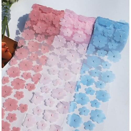 12cm*10yards Rainbow mesh five-petal flower for DIY handmade bowknot and Wedding Decor Party Supplies